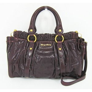 Miu Miu Vitello Leather 2WAY Handbag Dark Purple